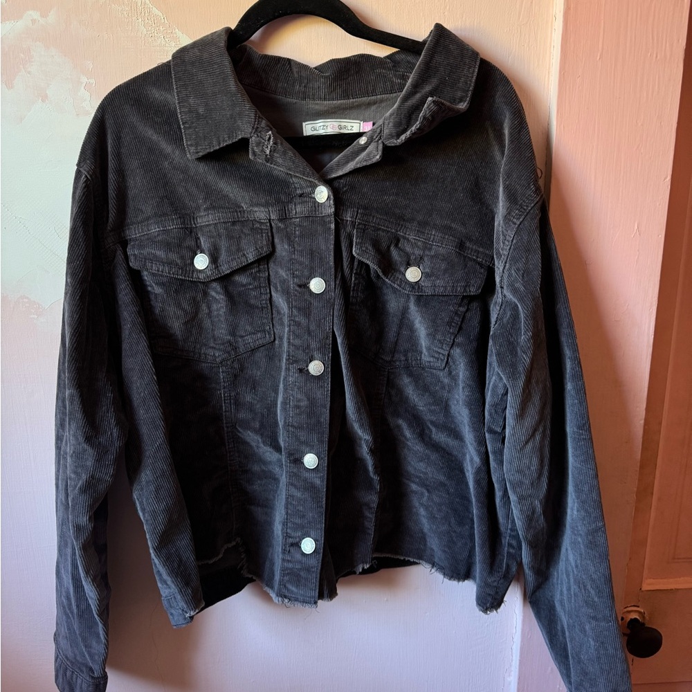 Glitzy Girl Boutique Cropped Corduroy Jacket